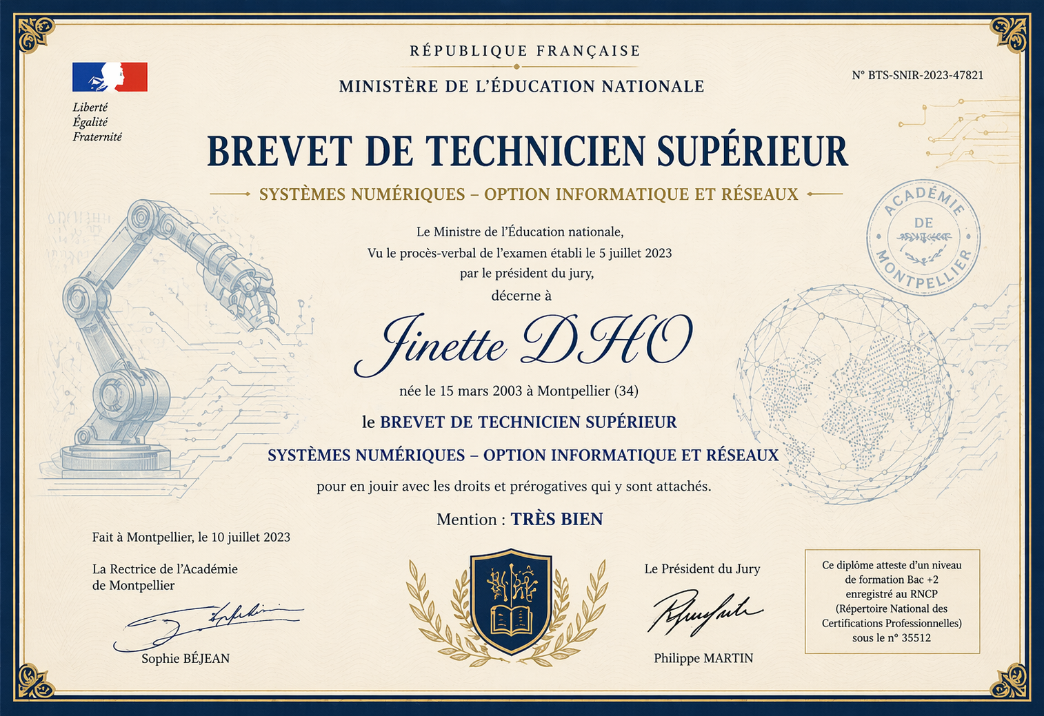 Diplôme de Jinette DHO